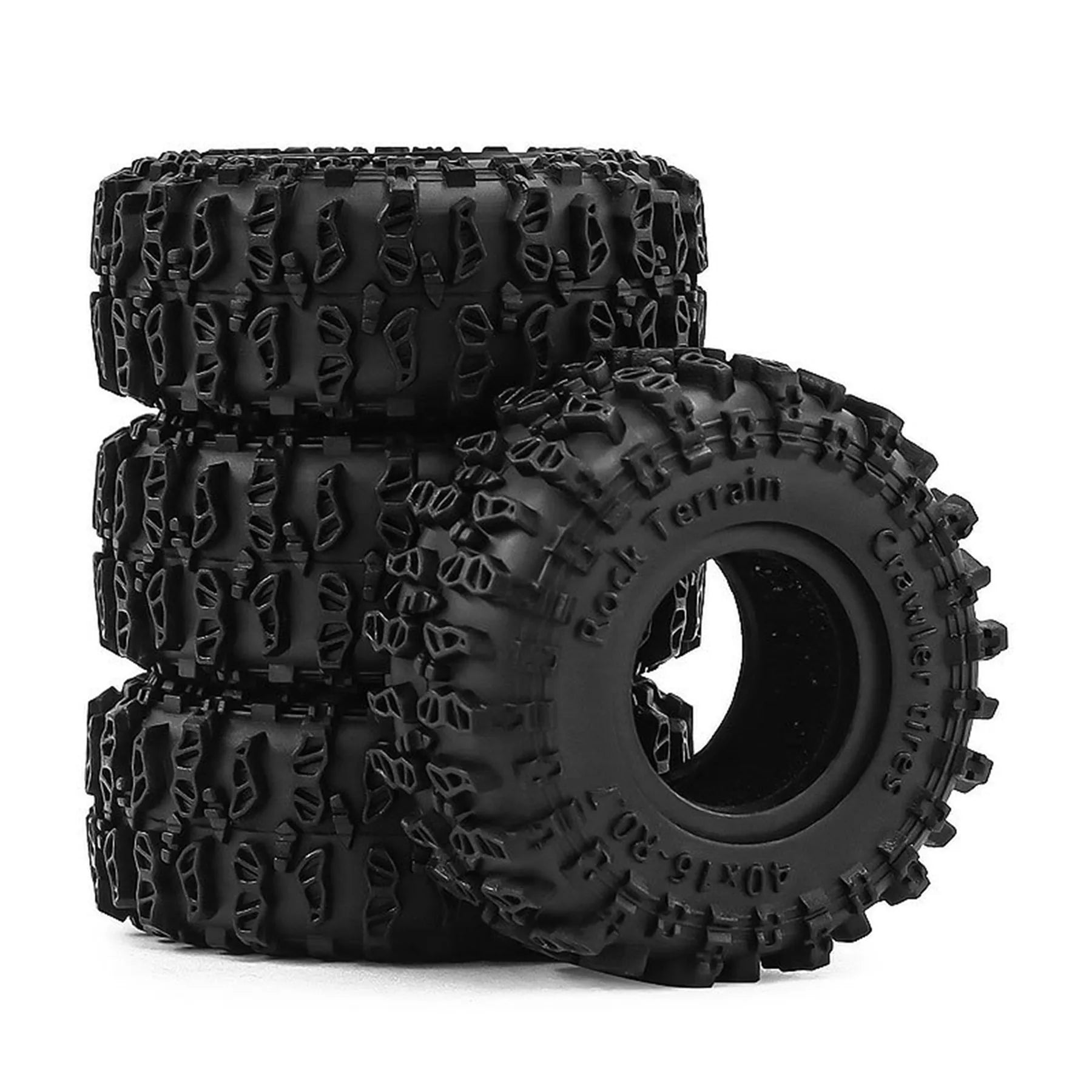 0.7 RC Crawler Tires OD 1.57'' 1/30 Soft Rubber All Terrain Tyres Beadlock Wheels Rims for 1:30 1/32 Rock Mud Car Axial SCX30