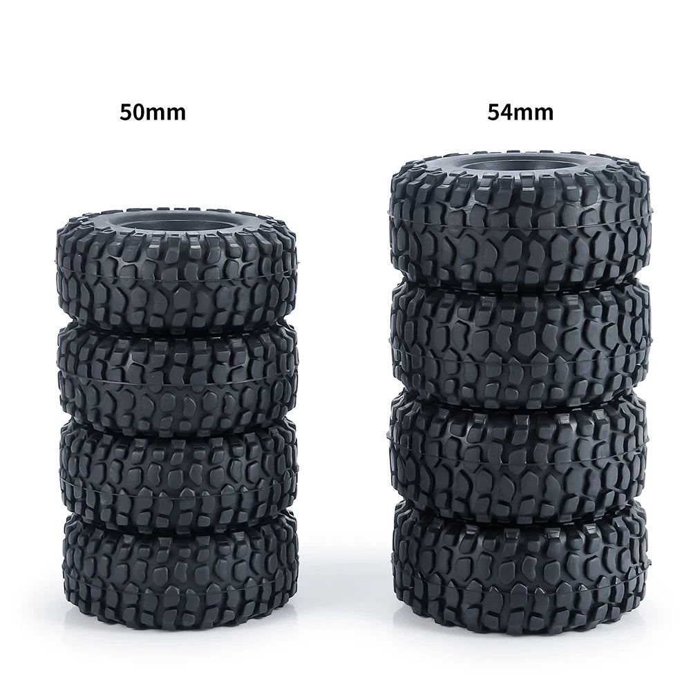 YEAHRUN 4Pcs 1.0inch Soft Rubber Wheel Tires 50/54/58/62/64/65mm for TRX-4M 1/18 Axial SCX24 1/24 RC Crawler Car Upgrade Parts