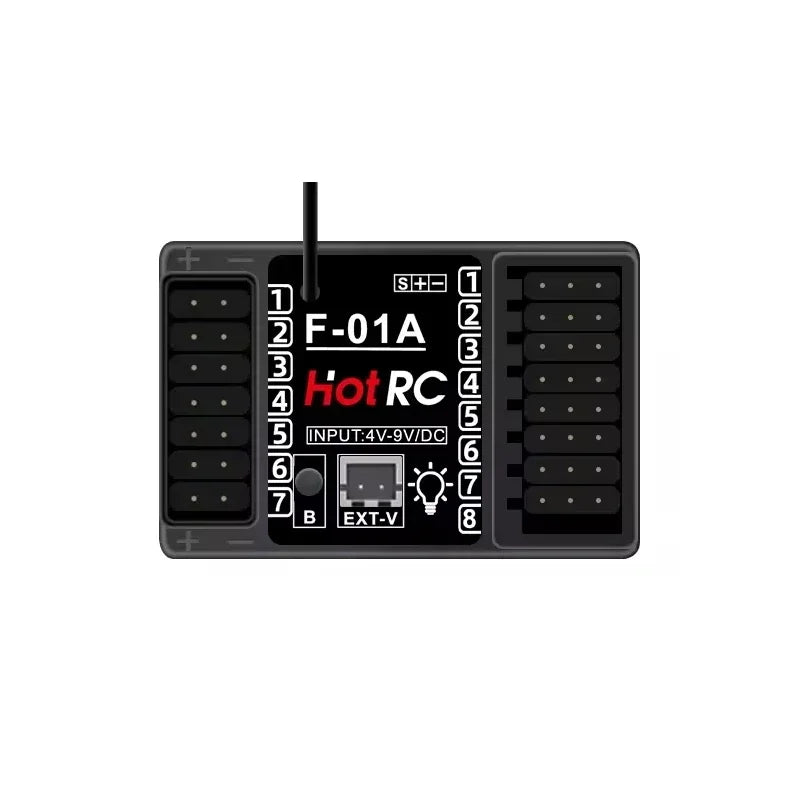 HOTRC 2.4Ghz F-04A F-06A F-08A F-01A F-04AT F-06AT F-08AT F-01AT with Gyro Light 4/6/8Ch Receiver for Hotrc Transmitter RC Parts