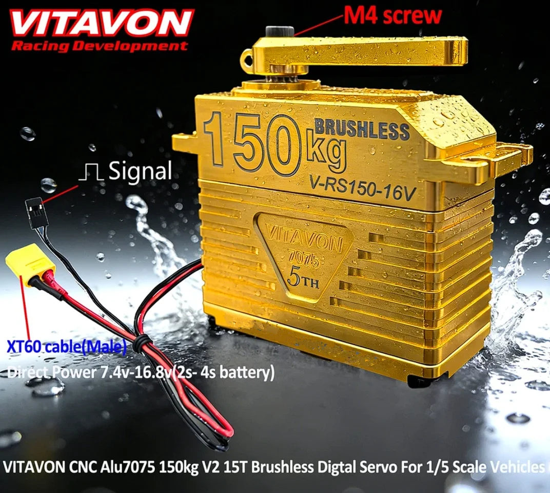 VITAVON 7075 Aluminum Servo150kg15T Brushless Digtal Servo Metal Gear Steering Brushless Servo For RC 1/5 Car Losi 5ive-B 5T