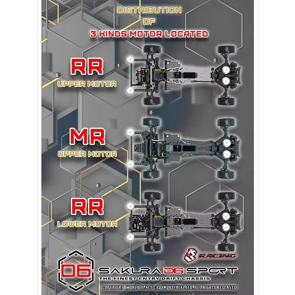 3Racing Sakura D6 SPORT D6S RWD KIT 1/10 RC Electric Remote Control Model Car Professional Drift Racing Adult Children's Toys