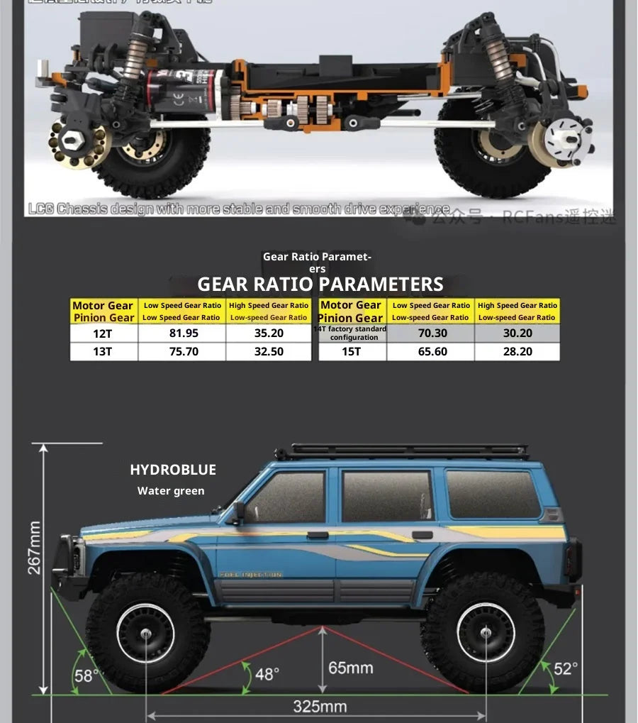 YK4107 Pro Brushless 1/10 Simulation Patrol RC Remote Control Brushless 4WD Differential Lock Climbing Car Off-road Vehicle Gift