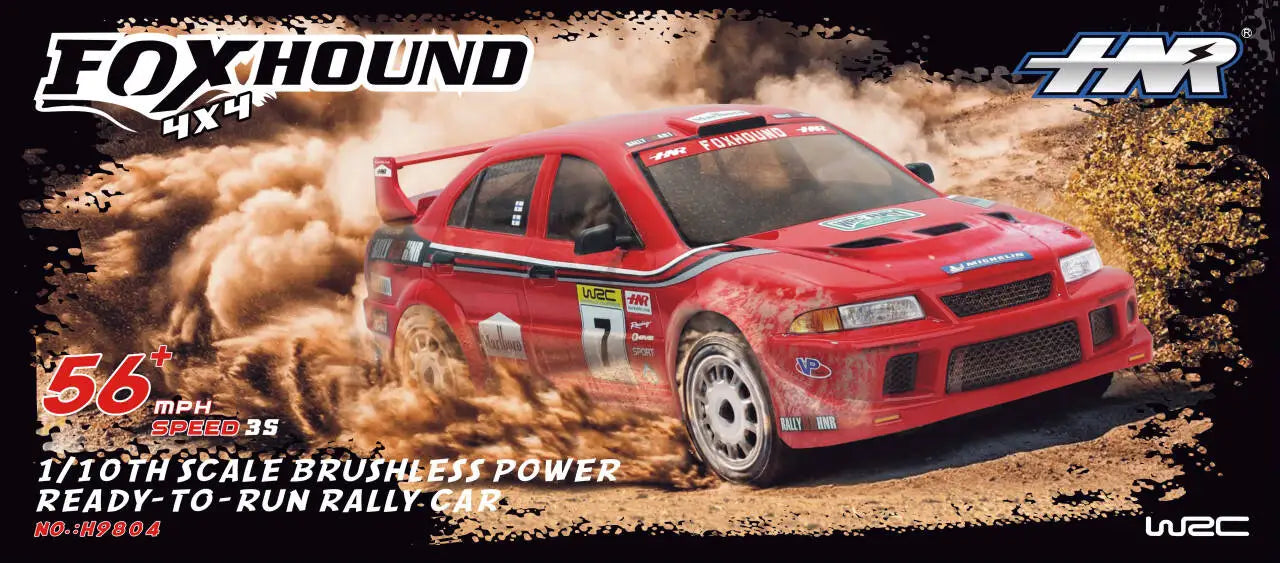 HNR RC Cars H9804 Rally Car 1/10 FOXHOUND 4WD Brushless Electric Realistic RC Rally Car Model 90% RTR Perfect for RC Enthusiasts