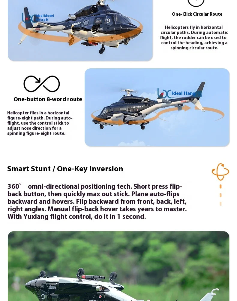 Yuxiang F07s Huey F02s Flying Wolf Armed 1/34 Remote Control Helicopter Gps Positioning Tof Height Control Brushless Motor