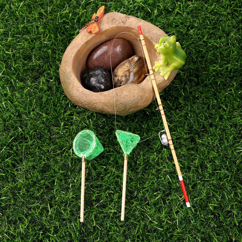 1:12 Miniature Fishing Rod Fish Pole Trammel Net Dollhouse Decoration Doll Accessories Scene Model Micro Landscape Fairy Garden