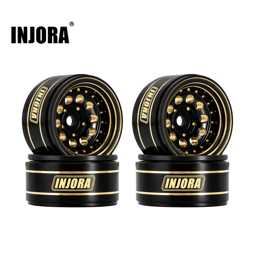 INJORA 39g Black Coating Brass 1.0" Beadlock Wheel Rims for 1/24 1/18 RC Crawler Car Axial SCX24 AX24 TRX4M FCX24 (W1008)