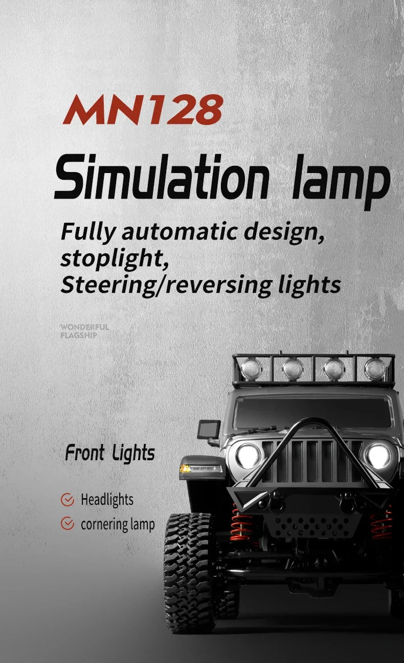 MN MODEL MN128 RC Crawler 4x4 Car 2.4G Climbing Buggy Professional with LED Light Full Scale Remote Control Cars