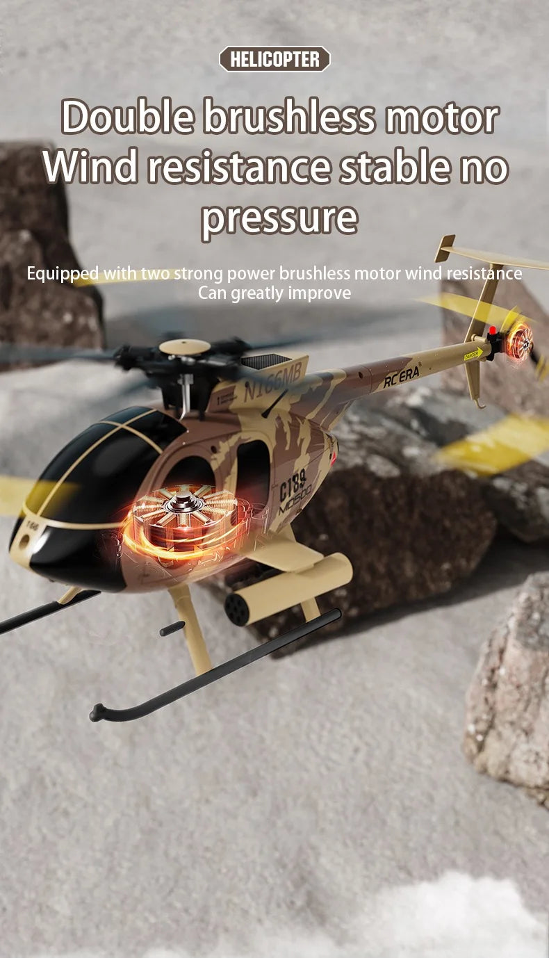 MD500 C189 Remote Control Helicopter Aircraft Add Optical Flow Positioning 6-Axis Gyro Dual Brushless Motors RC Heli for Adults
