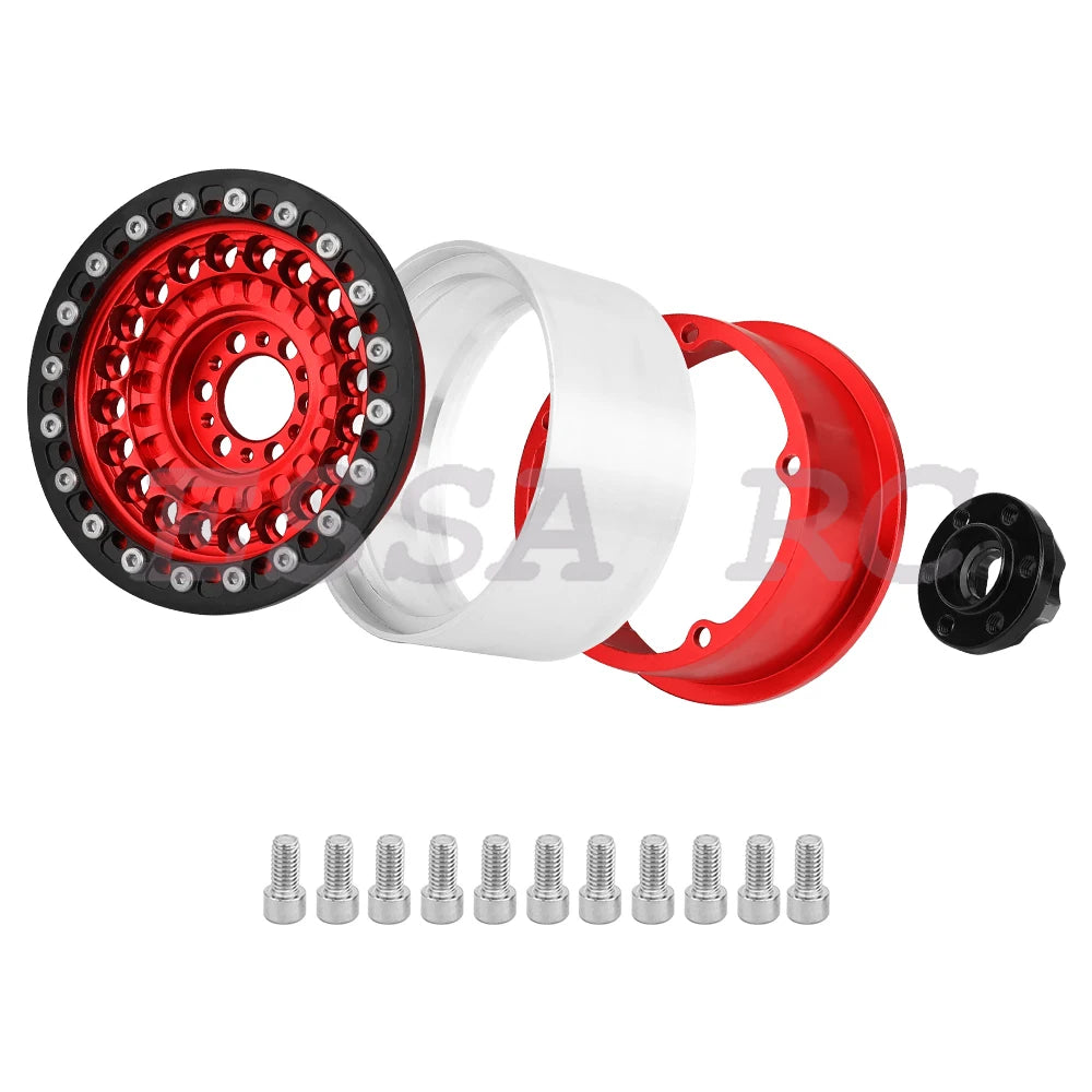 2/4Pcs 2.2 Inch Metal Alloy Beadlock Wheel Hub Rim Rims Aluminum Alloy for TRX4 TRX6 Axial SCX10 III  1/10 RC Crawler