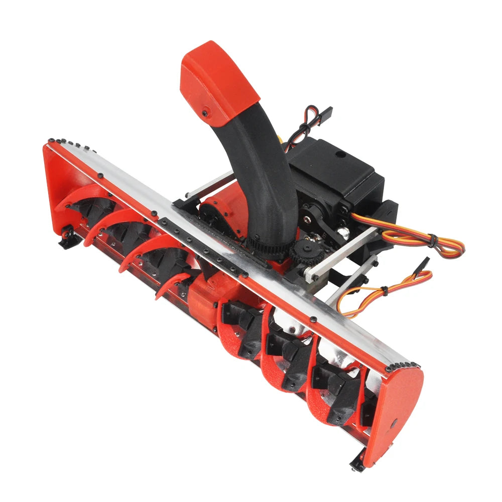RC Metal Snowplow with 3D Printed Snow Blower Snow Shovel Lift Turbine Blows Snow for RC Crawler Car Tamiya Truck Bulldozer Car