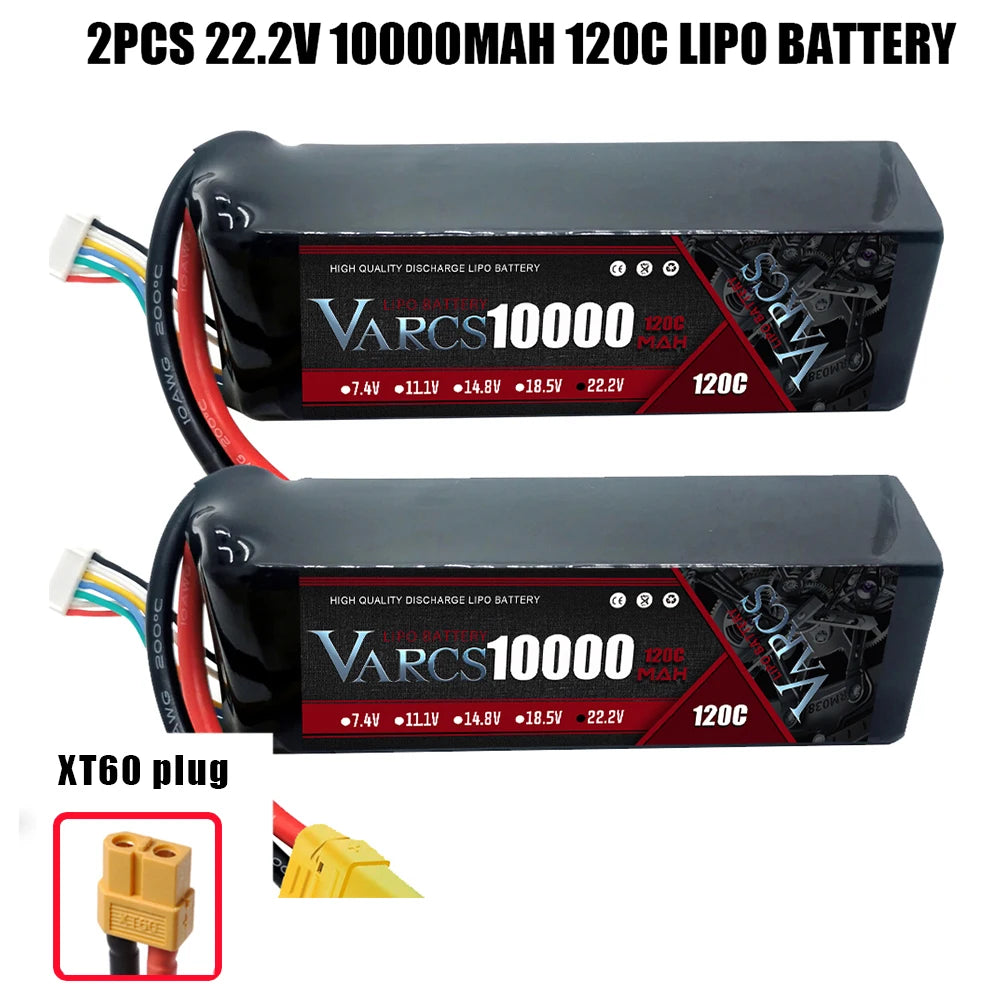 2PCS VARCS 7.4V 7.6V 11.4V 11.1V 15.2V 14.8V 22.2V 2S 3S 4S 6S 5200Mah 6300Mah 6500mAh 6200mAh 6750mAh 8000mAh 7000mAh 10000mah