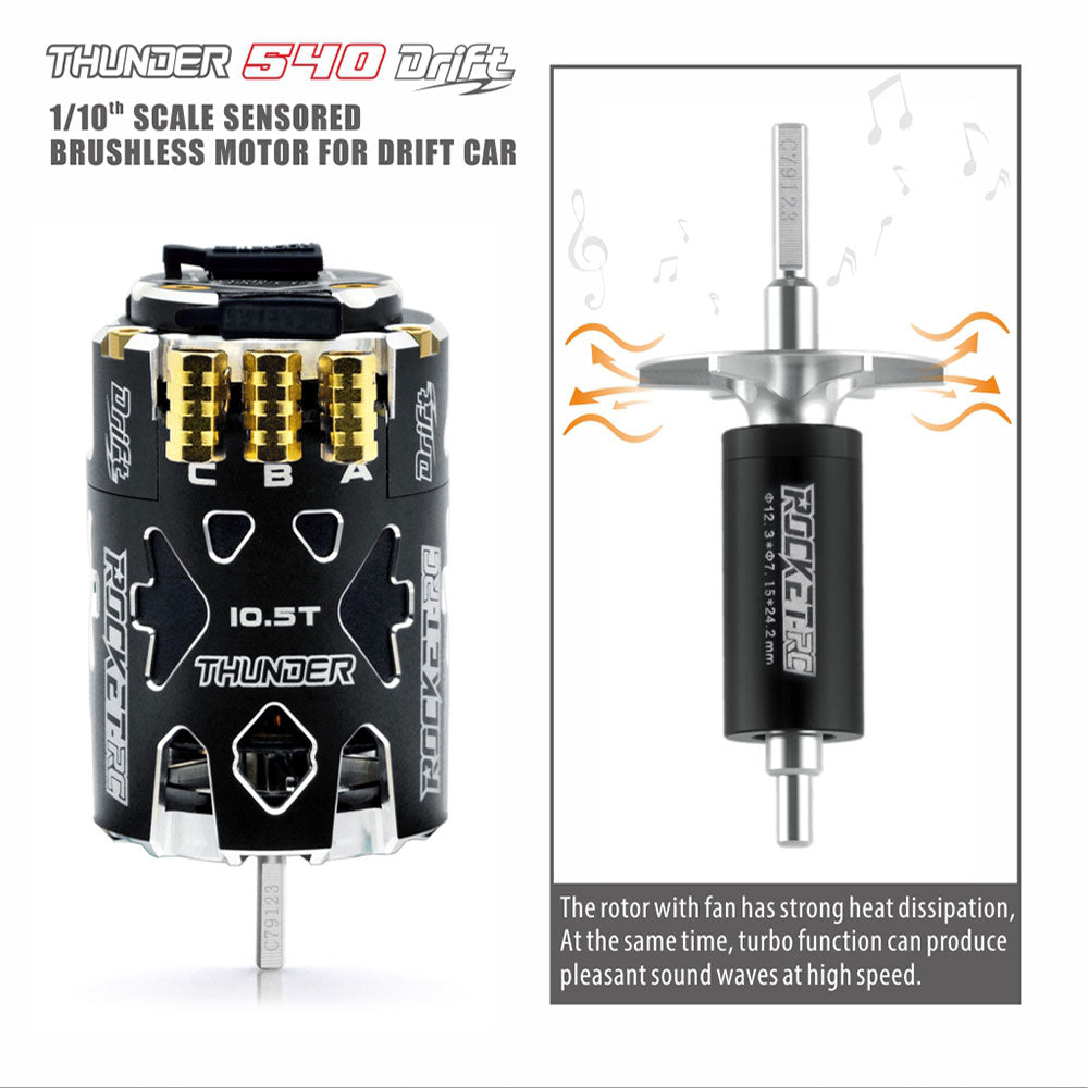 Surpass Hobby Rocket-RC 540 Sensored Brushless Motor 10.5T 13.5T 2-3S 3.175 mm Shaft for 1/10 RC Racing Drift Car Parts