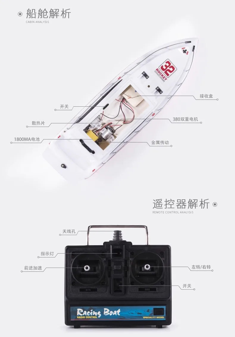 High-Speed Rc Boat Electric Toy Realistic Racing Yacht Simulation Quick Model For Ages 14+ Remote Control Boats