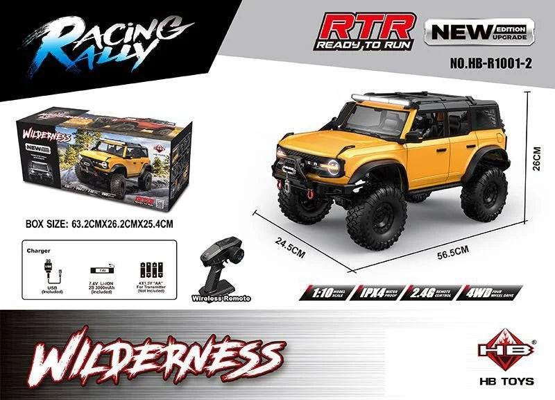 NEW Upgrades 2025 HB R001 Bronco with electric winch 1/10 4WD Remote Control Off-road Vehicle Electric Model RC Climbing