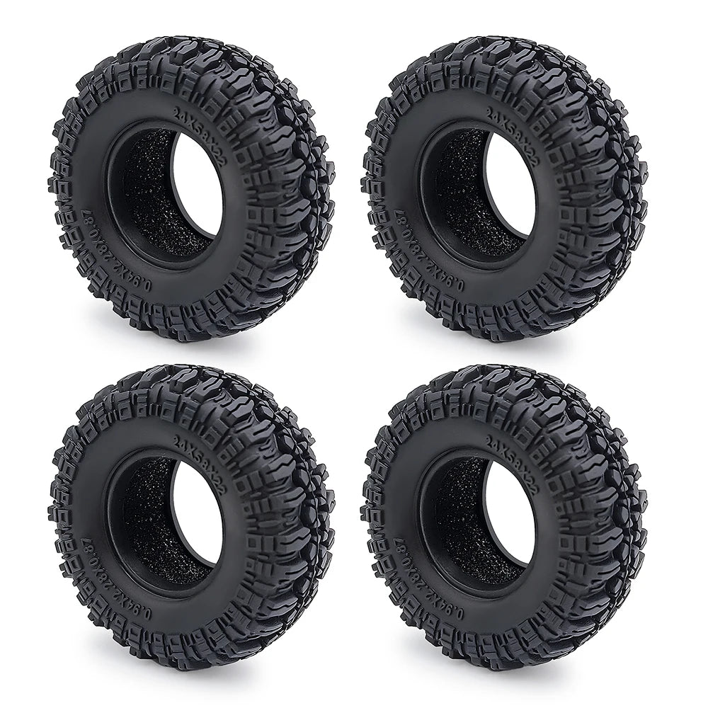 YEAHRUN 4Pcs 1.0inch Soft Rubber Wheel Tires 50/54/58/62/64/65mm for TRX-4M 1/18 Axial SCX24 1/24 RC Crawler Car Upgrade Parts