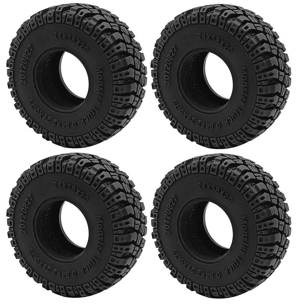 YEAHRUN 4Pcs 1.0inch Soft Rubber Wheel Tires 50/54/58/62/64/65mm for TRX-4M 1/18 Axial SCX24 1/24 RC Crawler Car Upgrade Parts