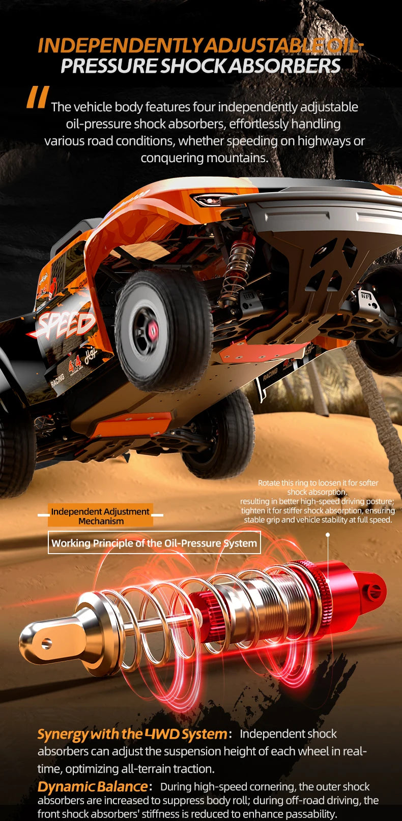 JJRC C8822 1/8 remote control car with four-wheel drive, full-scale racing cars without brushes, high-speed off-road toy vehicle
