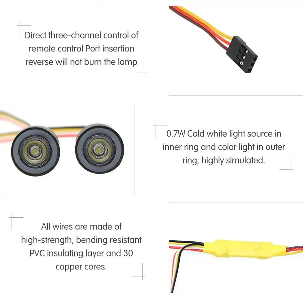 RC LED Light Kit Headlights Angel Eyes with 12 Modes for Traxxas TRX-4 Axial SCX10 RC4WD 1/10 RC Rock Crawler Car Accessories