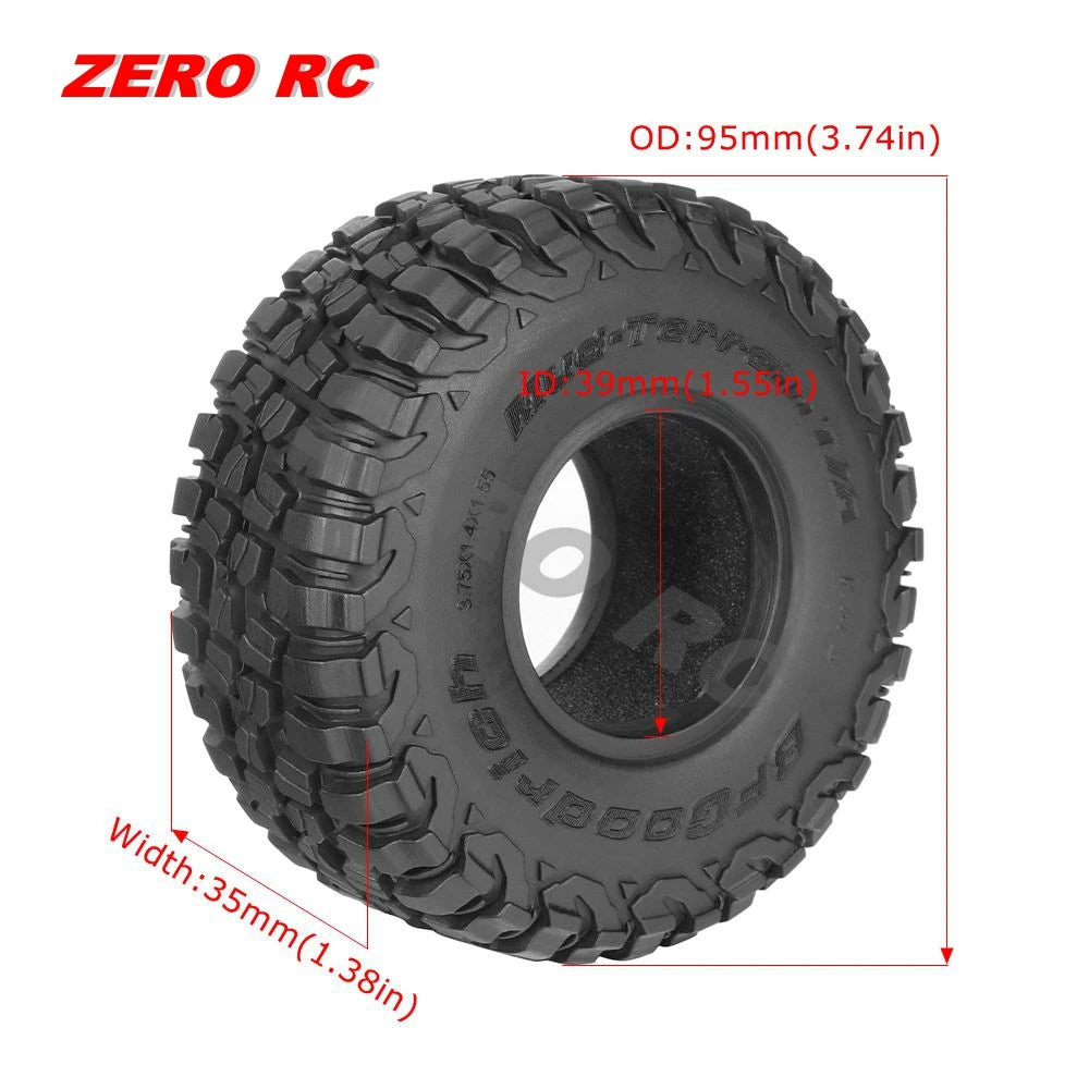 RC Crawler Car Soft 1.55" Off Road Mud Tires 76*27mm 95*35mm Foam Insert For D90 TF2 Tamiya CC02 LC70 MST JIMNY Blocks WHEEL