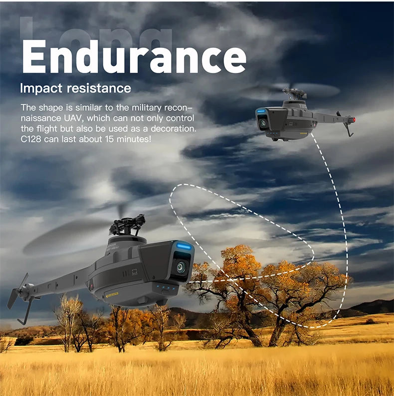 C127 C128 RC Helicopter 2.4G 6-Axis Gyro 4CH 720P Camera Altitude Hold Optical Flow FPV RC Helicopter Toys VS C127 AI Brushless