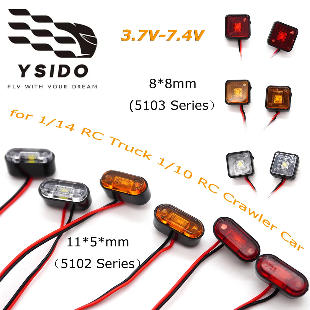 YSIDO RC Car Turn Signal Led Warning Lights Marker Lights for 1/10 TRX4 Defender Bronco SCX10 1/14 Tamiya S cania Actros Volvo