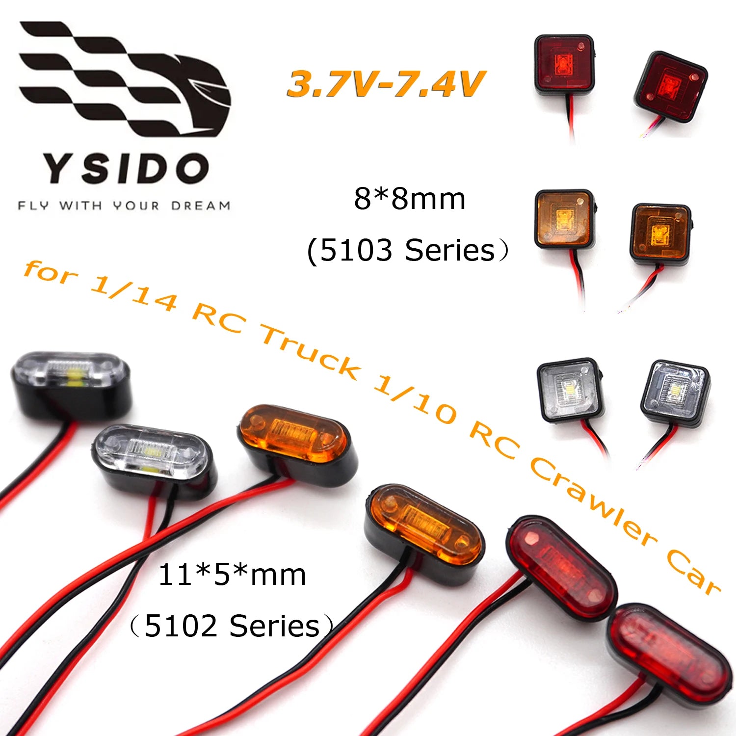 YSIDO RC Car Turn Signal Led Warning Lights Marker Lights for 1/10 TRX4 Defender Bronco SCX10 1/14 Tamiya S cania Actros Volvo