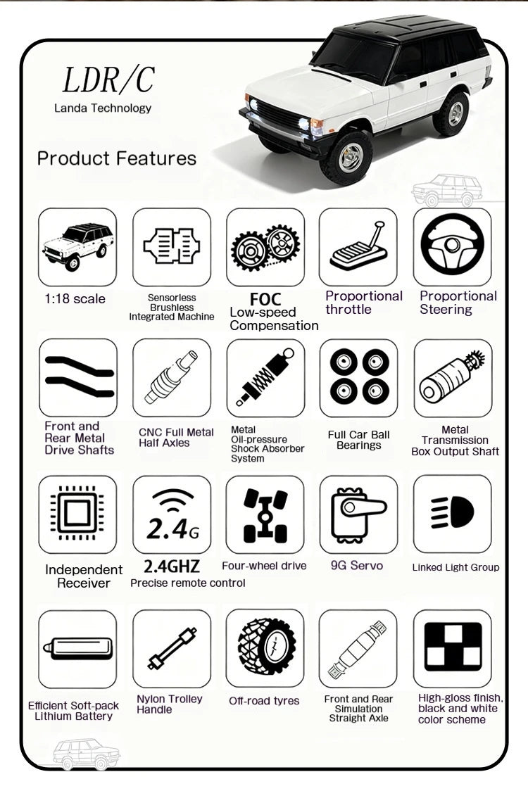 1/18 LDRC LD18401Pro Rc Car LD18401 PRO 4WD Offroad High-speed Climbing Brushless Inductive ESC Vehicle RC Car Children's Gifts