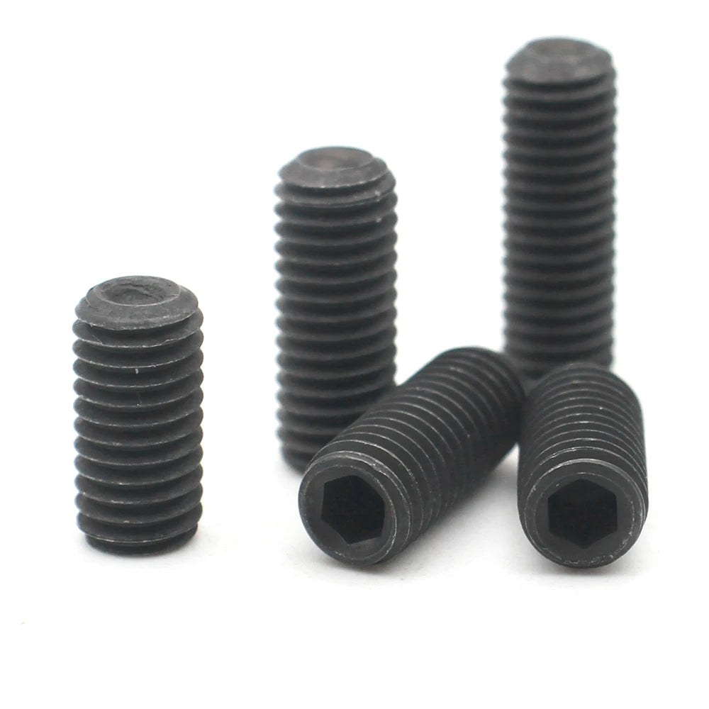 10pcs M2 M2.5 M3 M4 M5 M6 M8 M10 Black Grade12.9 Carbon Steel Hexagon Hex Socket Set Screw Headless Cup Point Set Screw