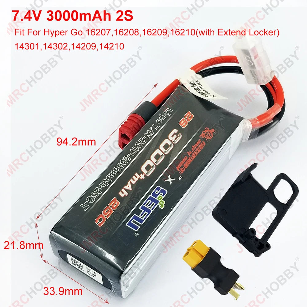 7.4V 1050mAh 2000mAh 3000mAh 11.1V 3S 2500 5200mAh Original And Upgrade Lipo Battery For MJX 16207,16208,14301,14210,10208,H8H