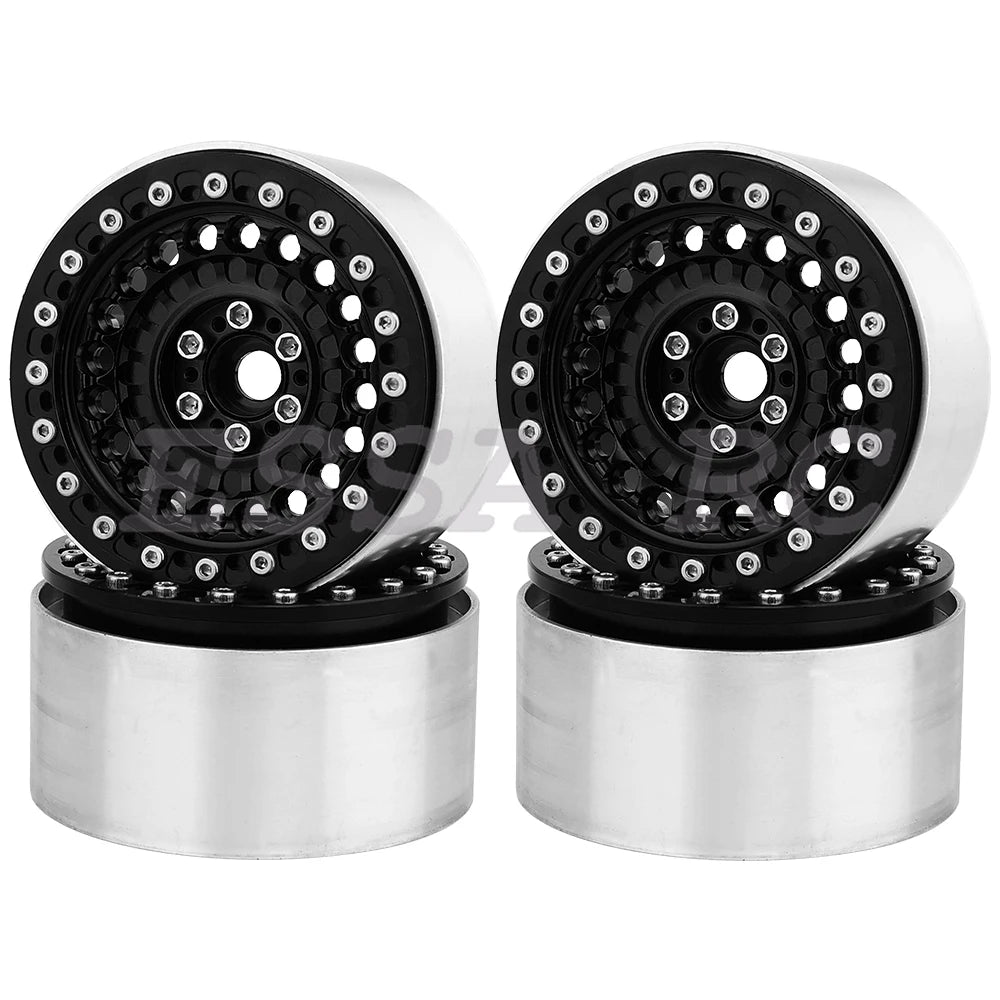 2/4Pcs 2.2 Inch Metal Alloy Beadlock Wheel Hub Rim Rims Aluminum Alloy for TRX4 TRX6 Axial SCX10 III  1/10 RC Crawler