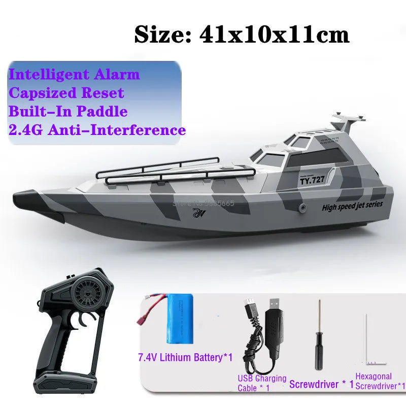 Summer 40KM/H High-Speed RC SpeedBoat Boat Model 200M Waterproof Capsized Reset Low Battery Alarm Electric Remote Control Boat