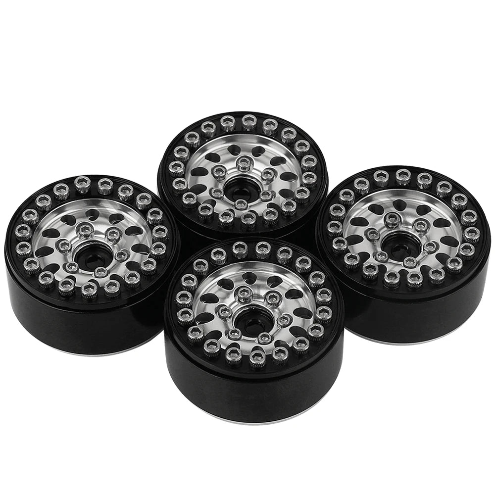 4PCS 1.0 Inch Aluminum Alloy Beadlock Wheel Hub Rims For RC Crawler Car Axial 1/24 SCX24 AX24 1/18 TRX4M Wheels Upgrade Parts