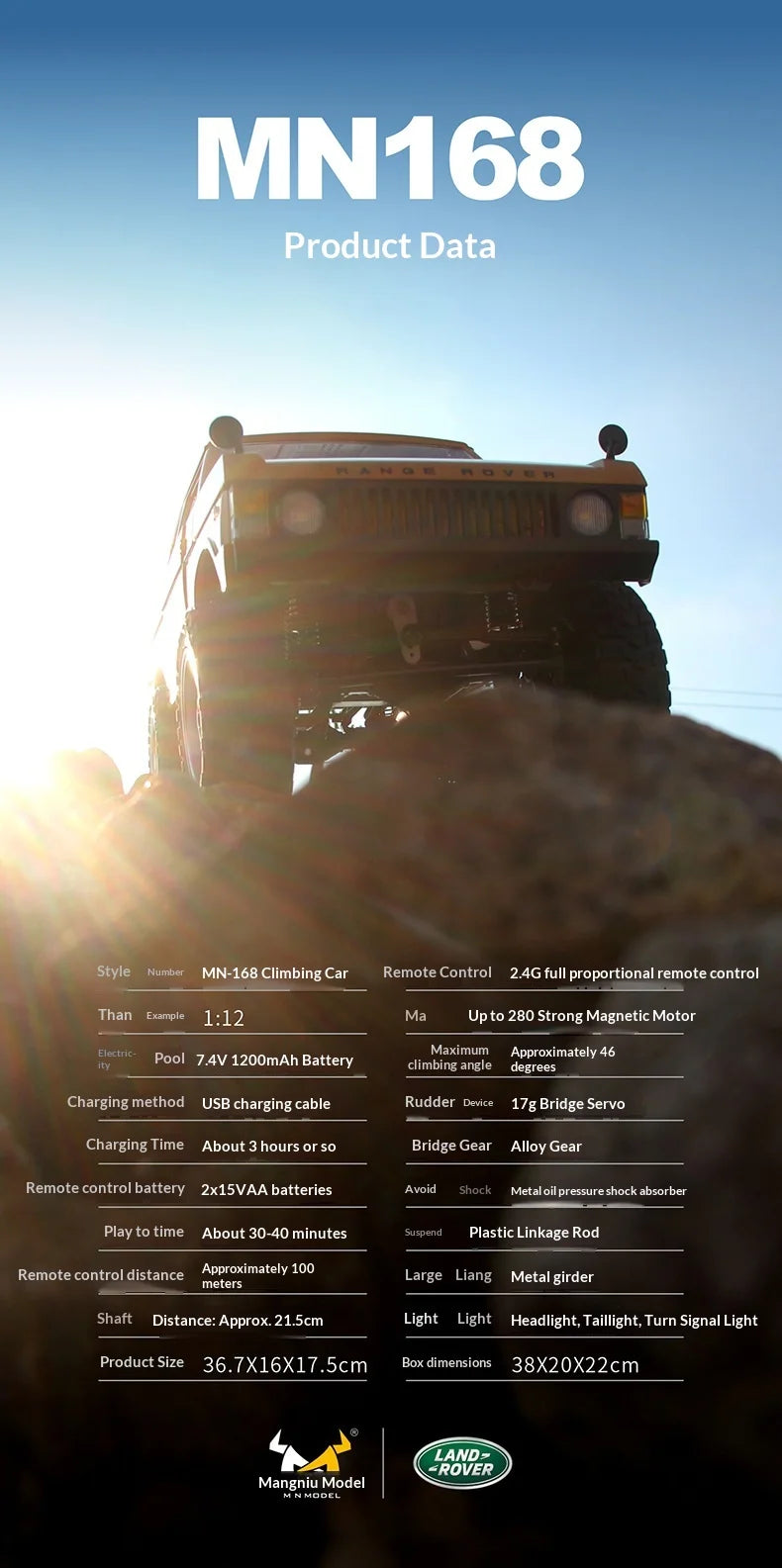 New Hot Selling MN168 1:12 4WD RC Off Road Climbing Car Portal Axle Electric Remote Control Truck Model Toy for Outdoor Play