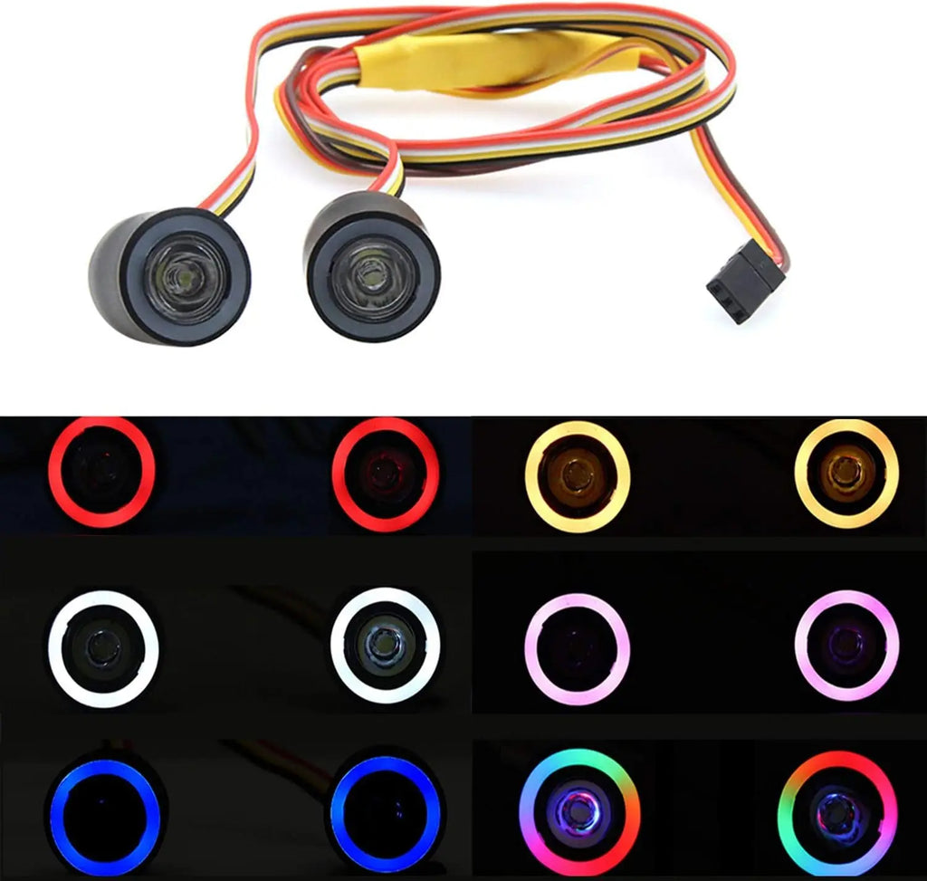 RC LED Light Kit Headlights Angel Eyes with 12 Modes for Traxxas TRX-4 Axial SCX10 RC4WD 1/10 RC Rock Crawler Car Accessories