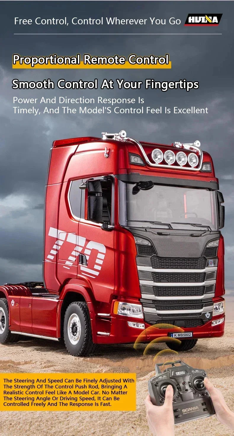 Huina 2025 new model 1501+1502 Scania 770s RC heavy-duty truck trailer model tractor high-end toy children's adult gift