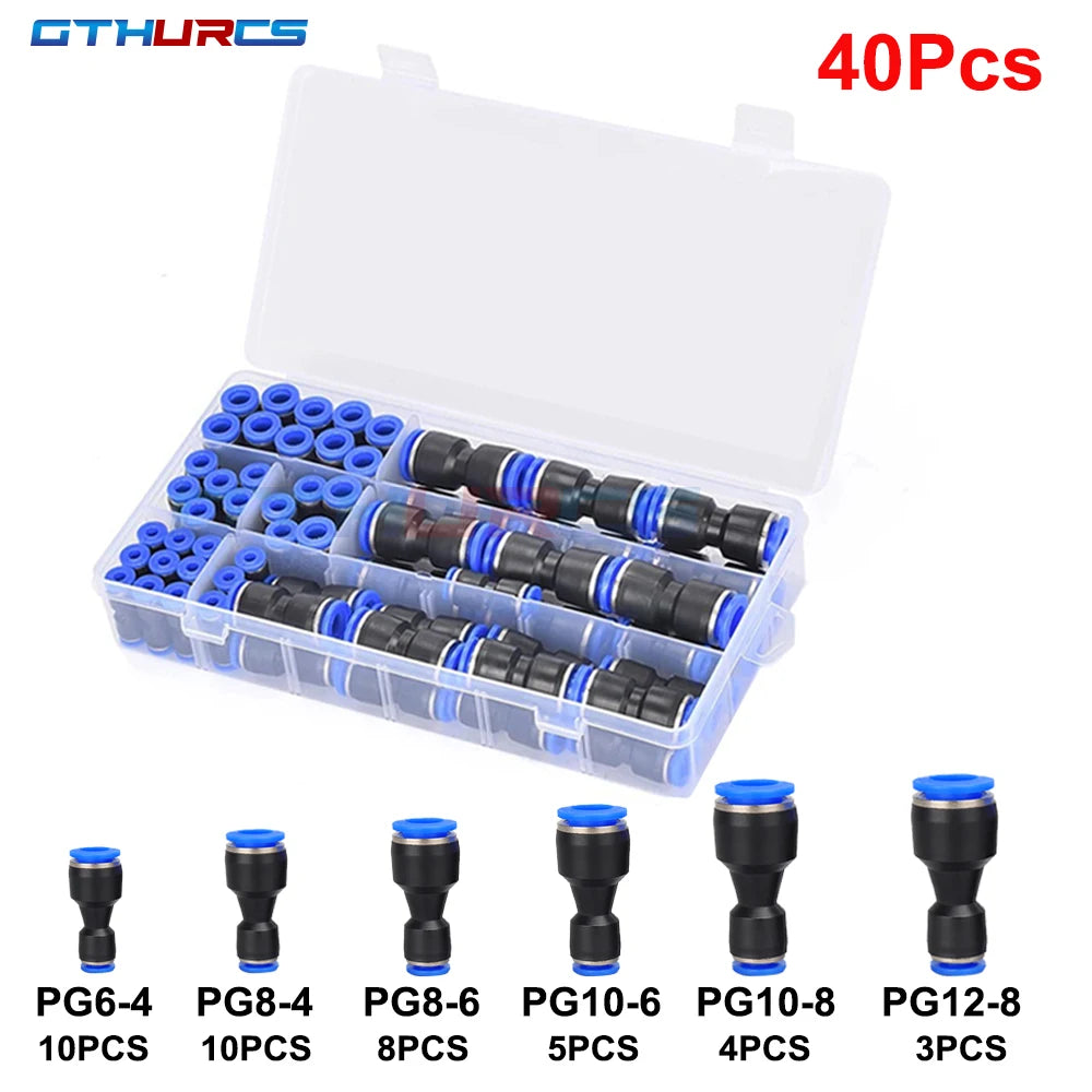 30/40/50/60/70pcs Pneumatic Fitting Straight Push Plastic Connector 6/8/10/12mm Trachea Connector PU  Air Hose Tube