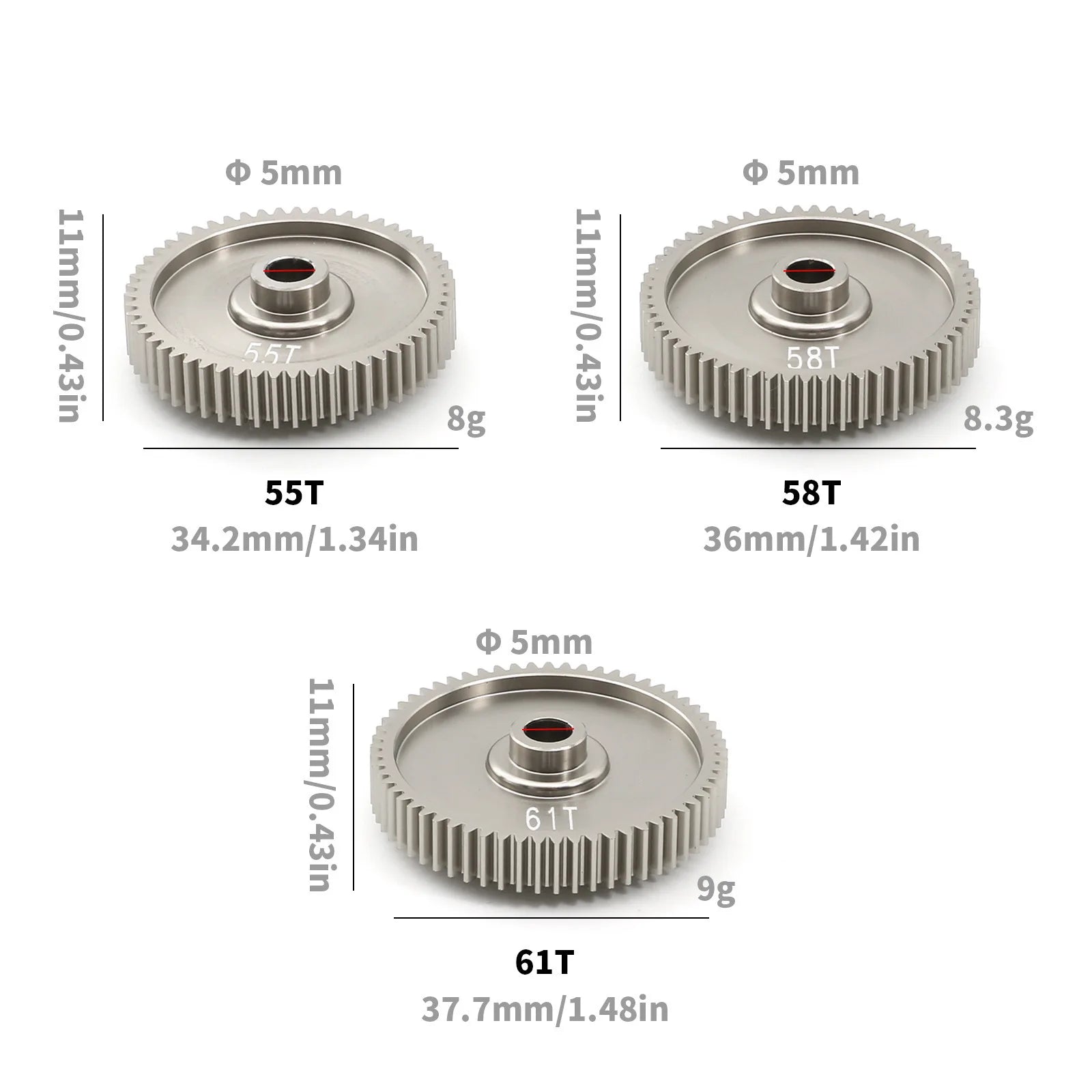 Tamiya TT01 1/10 RC Car High-Speed Gear Set: 55T, 58T #53665 Aluminum Alloy Gears