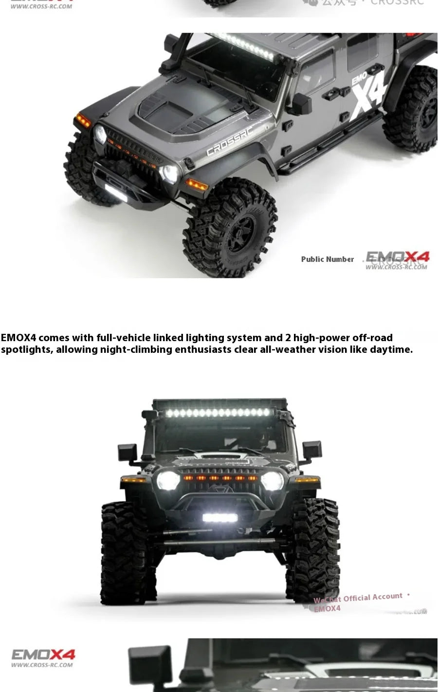 Crossrc Emo X4 Leopard 1/8 Rc 4wd High Speed Simulation Remote Control Electric Variable Speed Climbing Off Road Vehicle Model