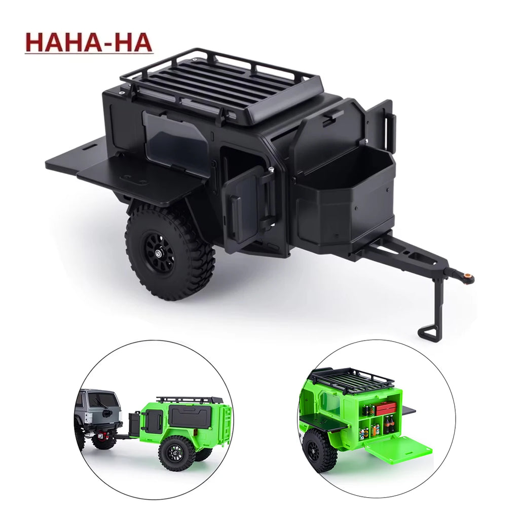 Plastic Off-Road Camping Trailer Motorhome RV Trailers with Stickers for 1/18 1/24 RC Crawler TRX4M SCX24 Decorative Parts