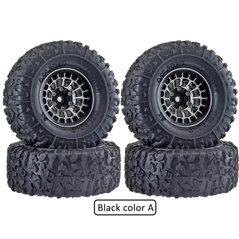 Ajrc Aluminum Alloy 1.3 Inch Beadlock Wheel Rim Tire For 1/24 Fms24 Axial Scx24 1/18 Traxxas Trx4m Trx4-m Rc Crawler Car Tire