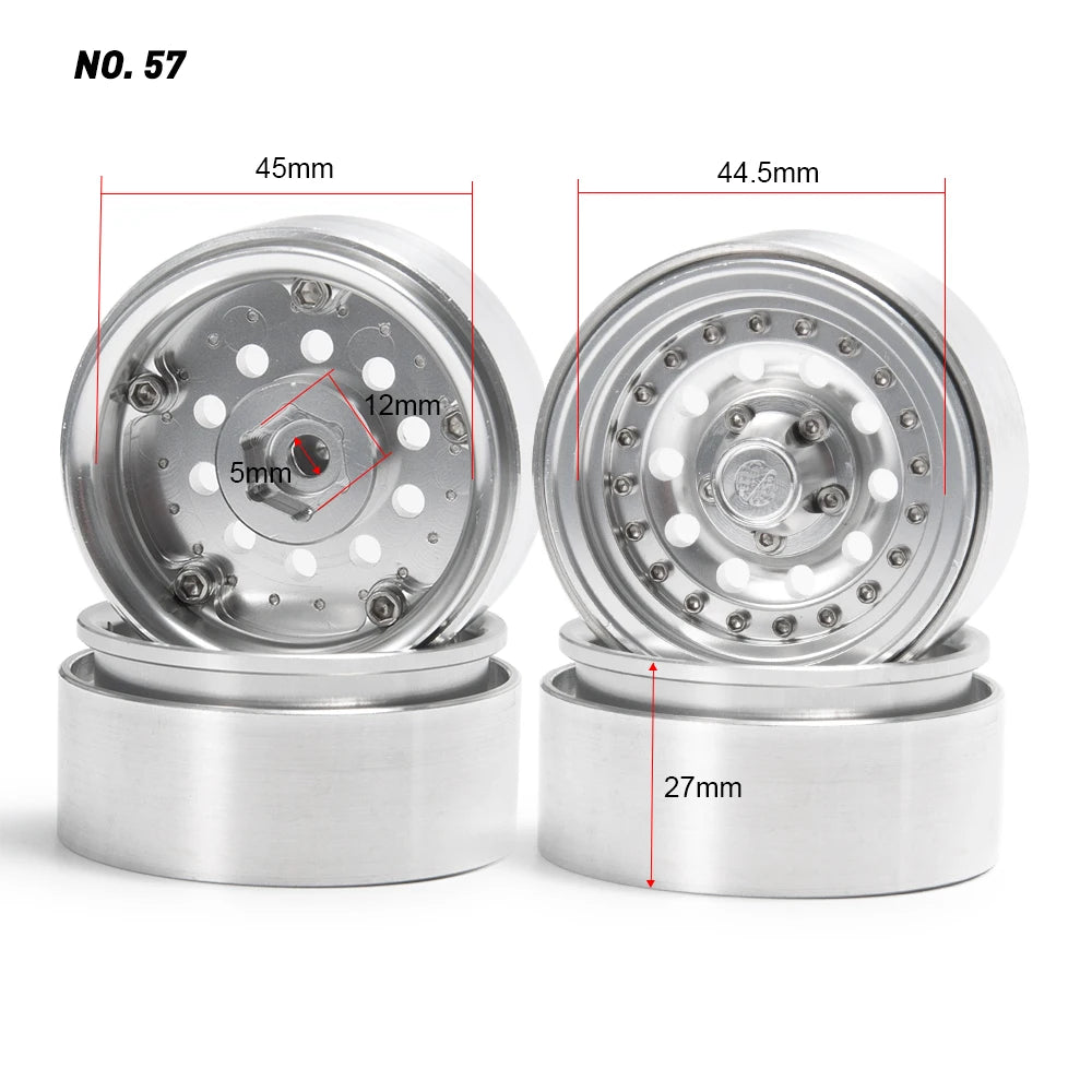 AXSPEED Aluminum Alloy 1.9 inch Beadlock Wheel Rims Hubs 27mm for TRX-4 D90 Axial SCX10 CC01 1/10 RC Crawler Car Truck Parts