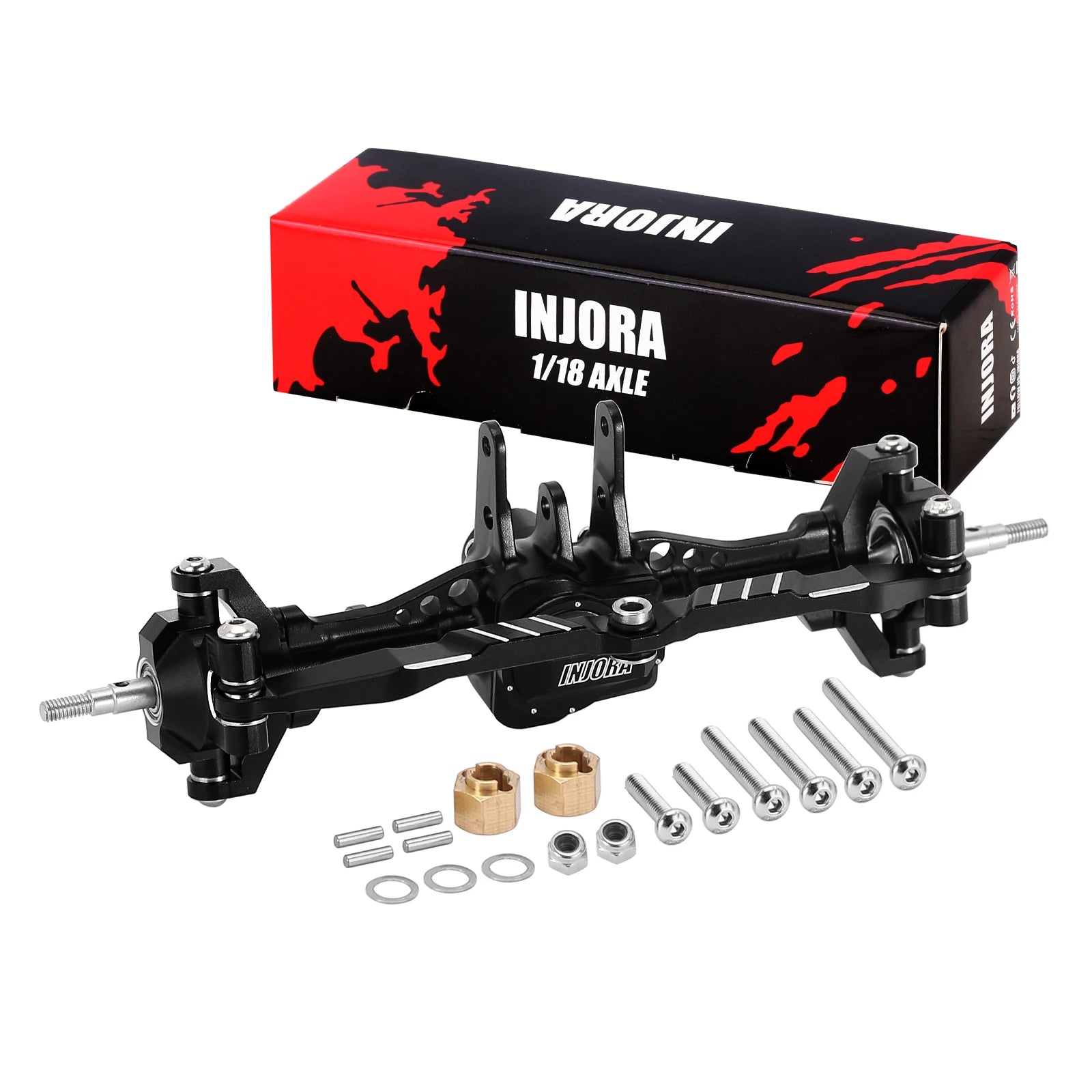 INJORA CNC Aluminum 4mm Extended Front Rear Complete Axles for 1/18 RC Crawler TRX4M Upgrade (4M-61)