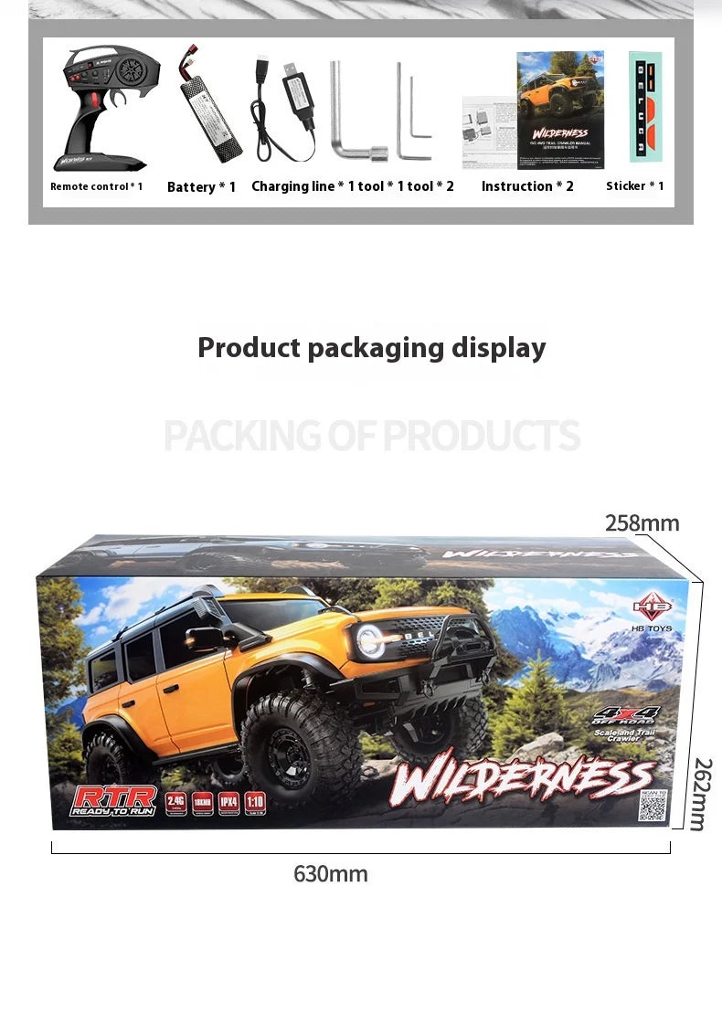 NEW Upgrades 2025 HB R001 Bronco with electric winch 1/10 4WD Remote Control Off-road Vehicle Electric Model RC Climbing