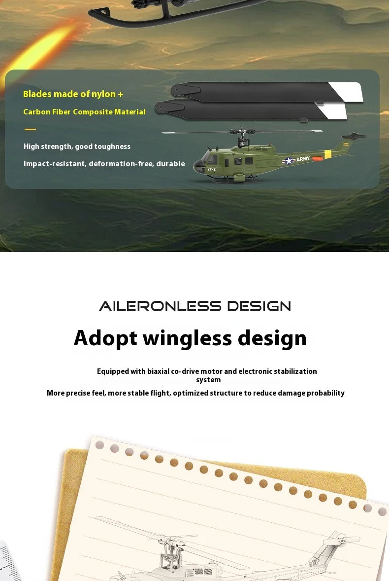 Yuxiang F07 intelligent version/F07V manual version UH1 Huey remote-controlled helicopter 3D stunt helicopter