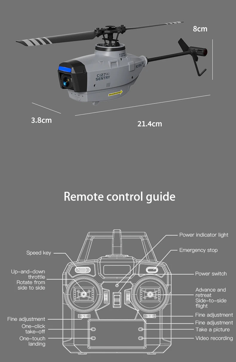 C127 C128 RC Helicopter 2.4G 6-Axis Gyro 4CH 720P Camera Altitude Hold Optical Flow FPV RC Helicopter Toys VS C127 AI Brushless