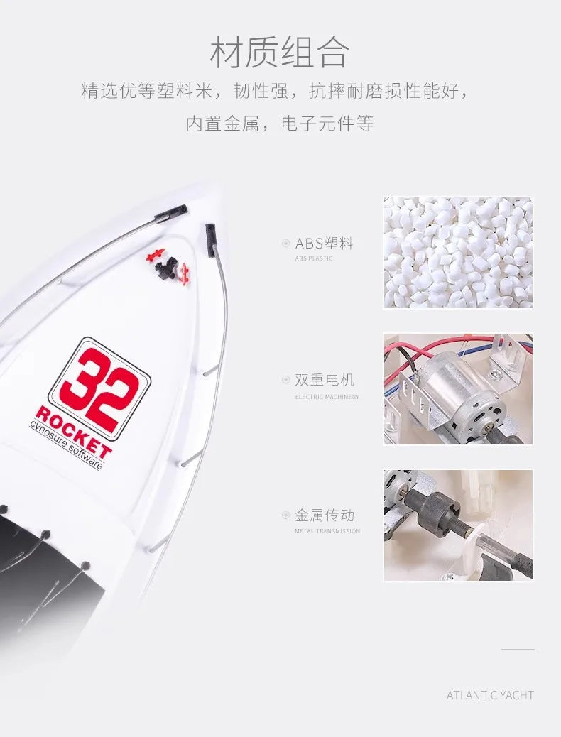 High-Speed Rc Boat Electric Toy Realistic Racing Yacht Simulation Quick Model For Ages 14+ Remote Control Boats