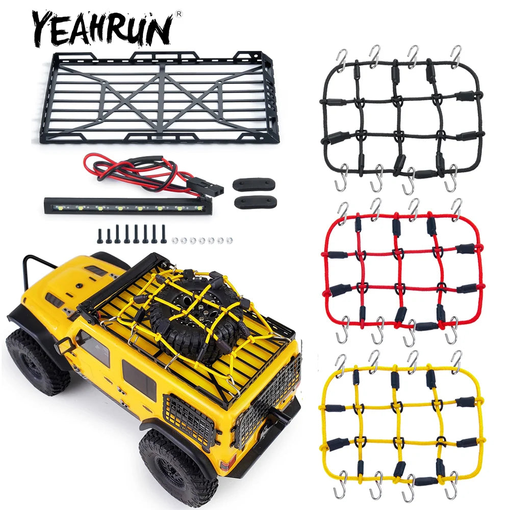 YEAHRUN Metal Roof Rack Luggage Carrier + Elastic Net for 1/24 Axial SCX24 AXI00002 RC Car Model Decoration Accessories Parts