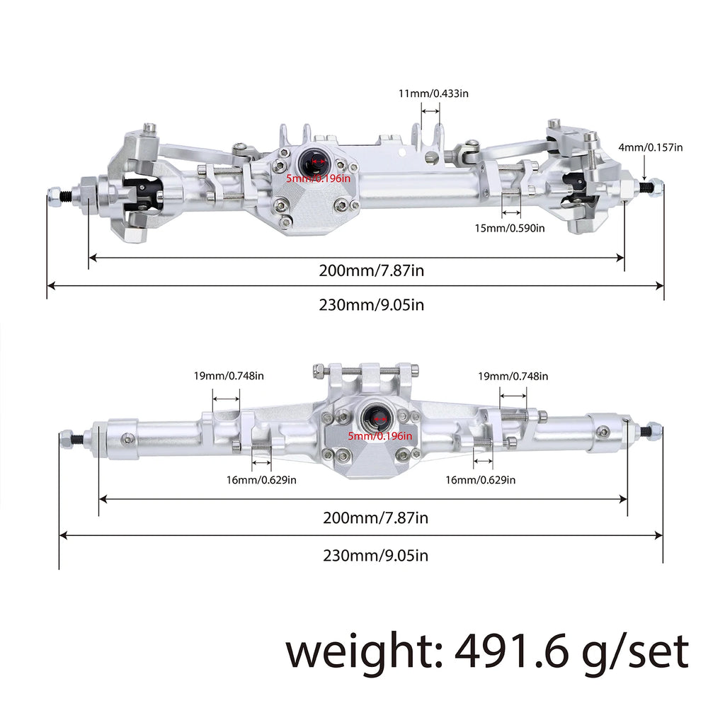 CNC Aluminum H10 Front Rear Straight Axle Set Complete Axles For 1/10 RC Crawler Car Vanquish H10 Optic Upgrade Parts