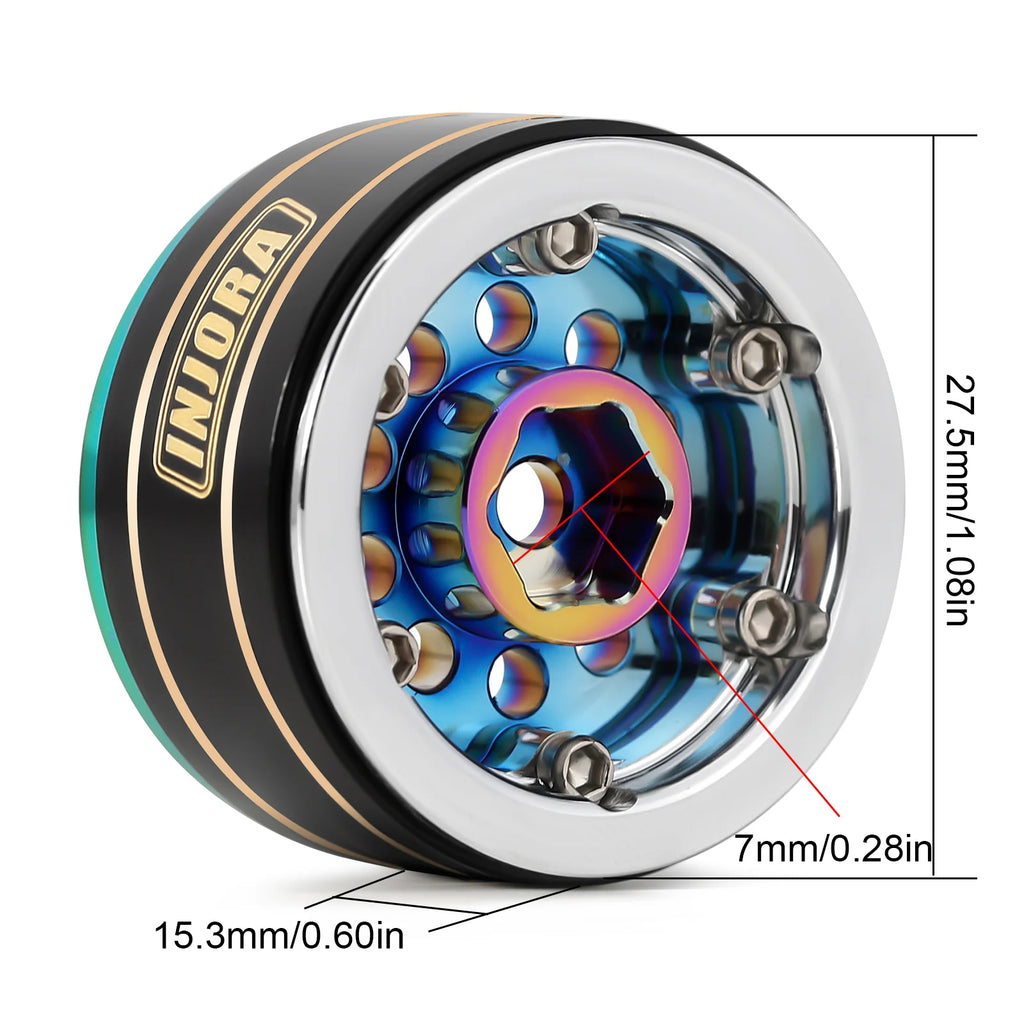 INJORA 39g Black Coating Brass 1.0" Beadlock Wheel Rims for 1/24 1/18 RC Crawler Car Axial SCX24 AX24 TRX4M FCX24 (W1008)