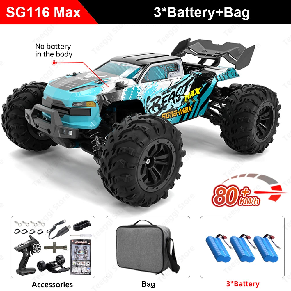 ZLL SG116 MAX 1:16 High Speed Drift Racing 80KM/H Brushless Motor 4WD RC Off Road Car Monster Trucks Toys for For Kids Gifts